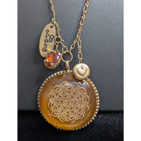 Antiqued Gold Tone Pendant Multi-Charm Long Chain 29.5"-31.5" Necklace - Picture 2 of 7